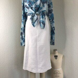 Liviana Conti Side Slit Midi Contrast Skirt